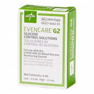 Medline EVENCARE G2 Blood Glucose Monitoring System - High / Low Control Solution for EvenCare G2 System - MPH1560