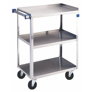 Lakeside Standard-Duty Stainless Steel Utility Carts - Stainless Steel Utility Cart, 300 lb., 3 Shelves, 18.375" X 30.75" X 33" - 322