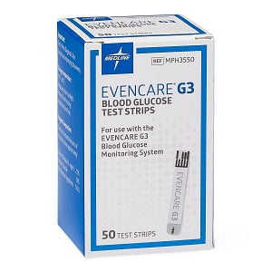 Medline EVENCARE G3 Blood Glucose Monitoring System - Glucose Test Strips for EvenCare G3 Meter - MPH3550