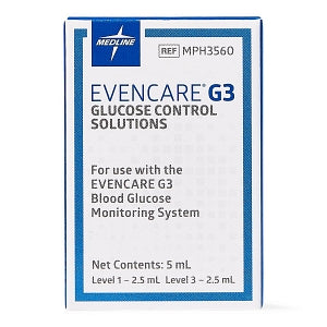 Medline EVENCARE G3 Blood Glucose Monitoring System - High / Low Control Solution for EvenCare G3 Meter - MPH3560