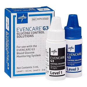 Medline EVENCARE G3 Blood Glucose Monitoring System - High / Low Control Solution for EvenCare G3 Meter - MPH3560