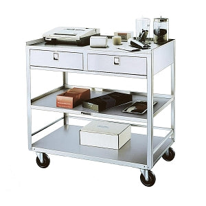 Lakeside Equipment Stands - Utility Table, 2 Shelves, 2 Drawers, 300 lb., 20.12" x 36.375" x 35" - 474