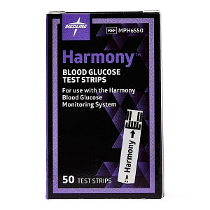 Medline Harmony Blood Glucose Monitoring System - Glucose Test Strips for Harmony Meter - MPH6550