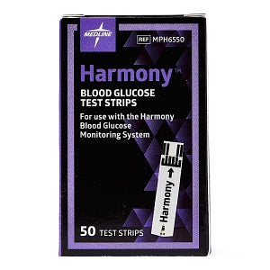 Medline Harmony Blood Glucose Monitoring System - Glucose Test Strips for Harmony Meter - MPH6550