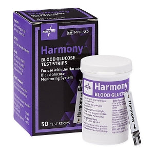 Medline Harmony Blood Glucose Monitoring System - Glucose Test Strips for Harmony Meter - MPH6550