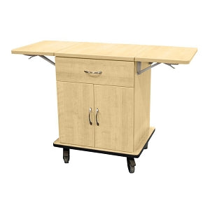 Amico Melamine Cupboard Delivery Carts - Melamine Delivery Cart with 1 Drawer, 1 Cupboard and 2 Flip-Up Side Tables, Hard Rock Maple - DC-LMDD-01-HMF2