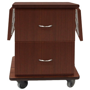 Amico Melamine Delivery Carts - Melamine Delivery Cart with 3 Drawers and 2 Flip-Up Side Tables, Medium Cherry - DC-LMD2-01-MCF2