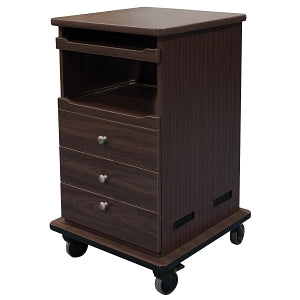 Amico Melamine Fetal Monitor Carts - Melamine 2-Drawer Fetal Monitoring Cart with 2 Pullout Tables and 1 Dropdown, Chocolate Pear - FC-JMDX-P201-CP