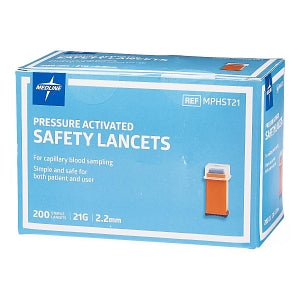 Medline Safety Lancets - Safety Lancet with Pressure Activation, 21G x 2.2 mm - MPHST21