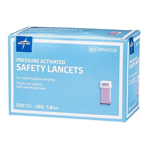 Medline Safety Lancets - Safety Lancet with Pressure Activation, 28G x 1.8 mm - ST28