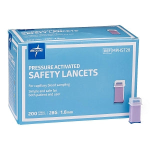 Medline Safety Lancets - Safety Lancet with Pressure Activation, 28G x 1.8 mm - ST28