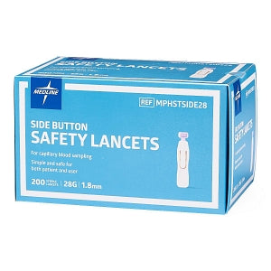 Medline Safety Lancets - Safety Lancet with Side-Button Activation, 28G x 1.8 mm - MPHSTSIDE28