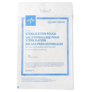 Medline Self-Seal Tyvek Sterilization Pouches for Low Temperatures - Tyvek Sterilization Pouch, Self-Sealing, 12" x 18" - MPP100670N