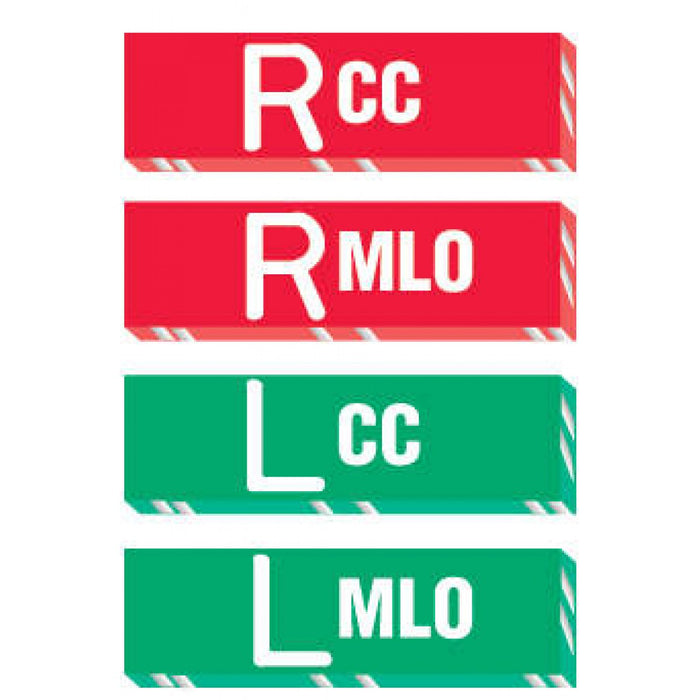 X-Ray Marker - Abbreviated Right And Left "Cc" And "Mlo" Colors: Red And Green Material: Polycarbonate Dimensions: 1-1/2" X 3/8" X 1/8" 4 / Set