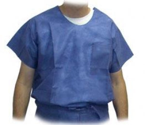 Precept Medical Products Coolwear Scrub Shirts - Disposable Two-Pocket Premium Scrub Shirt, Blue, Size S - 1517S