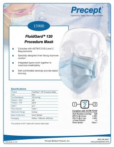 Precept Medical Fluidgard 120 Procedure Mask - Fluidguard Procedure Mask, Blue - 15900