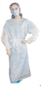 Precept Medical SMS and Polycoated Isolation Gowns - Full Coverage Isolation Gown with Knit Cuffs, Polycoated, Secure Neck Ties, Full Back, White, Size XL - 51113