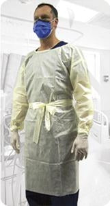 Precept Medical Isolation Gowns - Universal Isolation Gown, AAMI Level 1, Full Back, Yellow, Universal Size - 51174