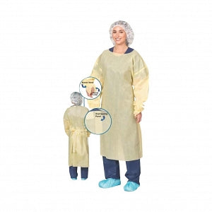 Precept Medical Isolation Gowns - Over-the-Head Gown with Thumb Loops, AAMI Level 2, Universal Size - 51193FC