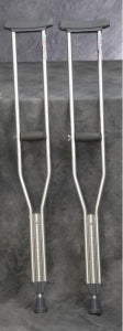 Mercer Rehab Supply Adjustable Aluminum Crutches - Adjustable Aluminum Crutches with Foot Button - M669-16