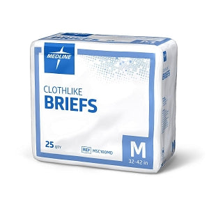 Medline Cloth-Like Adult Incontinence Briefs - Clothlike Adult Incontinence Briefs, Size M, for Waist Size 32"-42" - MSC100MD