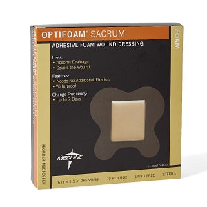 Medline Optifoam Sacrum Adhesive Foam Wound Dressing - Optifoam Sacrum Adhesive Foam Wound Dressing, 6.1" x 5.5", in Educational Packaging - MSC1065EP