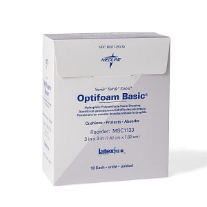 Medline Optifoam Basic Hydrophilic Polyurethane Foam Dressings - Optifoam Basic Hydrophilic Polyurethane Foam Dressing, 3" x 3" - MSC1133