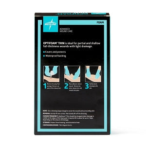 Medline Optifoam Thin Self-Adhesive Foam Dressing - Optifoam Thin Adhesive Foam Dressing, 2" x 3", in Educational Packaging - MSC1523EP