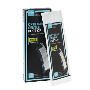 Medline Optifoam Gentle Post-Op Foam Dressings - Optifoam Gentle Silicone-Faced Postop Foam Dressing, 4" x 12" - MSC21412