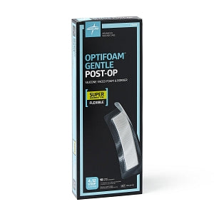 Medline Optifoam Gentle Post-Op Foam Dressings - Optifoam Gentle Silicone-Faced Postop Foam Dressing, 4" x 12" - MSC21412