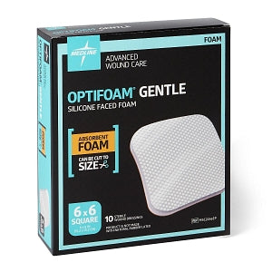 Medline Optifoam Gentle Silicone-Faced Foam Dressings - Optifoam Gentle Silicone-Faced Foam Dressing, 6" x 6", in Educational Packaging - MSC2266EP