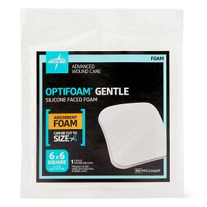 Medline Optifoam Gentle Silicone-Faced Foam Dressings - Optifoam Gentle Silicone-Faced Foam Dressing, 6" x 6", in Educational Packaging - MSC2266EP