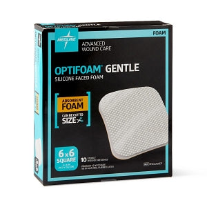 Medline Optifoam Gentle Silicone-Faced Foam Dressings - Optifoam Gentle Silicone-Faced Foam Dressing, 6" x 6", in Educational Packaging - MSC2266EP