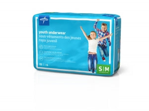 Medline Youth Protective Underwear - DryTime Disposable Protective Youth Underwear, Size Youth S / M (40-70 lb.) - MSC23001AH