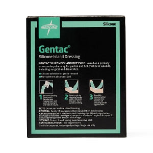 Medline Gentac Silicone Island Dressings - Silicone Adhesive Island Wound Dressing, 2" x 2", 1" x 1" Pad Size - MSC3322