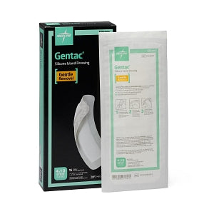 Medline Gentac Silicone Island Dressings - Silicone Adhesive Island Wound Dressing, 4" x 10", 2" x 8" Pad Size - MSC33410