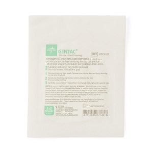 Medline Gentac Silicone Island Dressings - Silicone Adhesive Island Wound Dressing, 4" x 4", 2-1/2" x 2-1/2" Pad Size - MSC3344