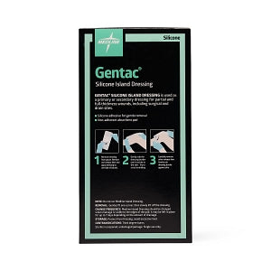 Medline Gentac Silicone Island Dressings - Silicone Adhesive Island Wound Dressing, 4" x 8", 2" x 6" Pad Size - MSC3348