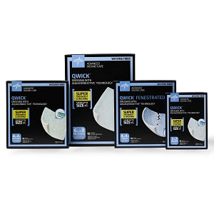 Medline Qwick Nonadhesive Wound Dressings with Aquaconductive Technology - Qwick Fenestrated Nonadhesive Dressing with Aquaconductive Technology, 4.25" x 4" - MSC5844F