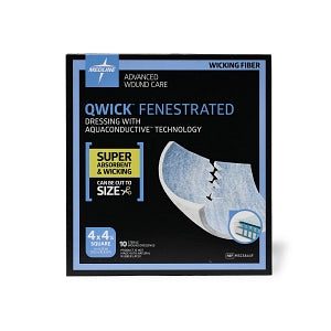 Medline Qwick Nonadhesive Wound Dressings with Aquaconductive Technology - Qwick Fenestrated Nonadhesive Dressing with Aquaconductive Technology, 4.25" x 4" - MSC5844F