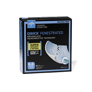 Medline Qwick Nonadhesive Wound Dressings with Aquaconductive Technology - Qwick Fenestrated Nonadhesive Dressing with Aquaconductive Technology, 4.25" x 4" - MSC5844F