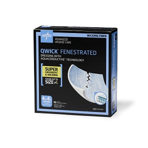 Medline Qwick Nonadhesive Wound Dressings with Aquaconductive Technology - Qwick Nonadhesive Dressing with Aquaconductive Technology, 4.25" x 4" - MSC5844F