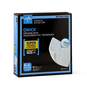 Medline Qwick Nonadhesive Wound Dressings with Aquaconductive Technology - Qwick Nonadhesive Dressing with Aquaconductive Technology, 4.25" x 4" - MSC5844