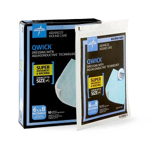 Medline Qwick Nonadhesive Wound Dressings with Aquaconductive Technology - Qwick Nonadhesive Dressing with Aquaconductive Technology, 6.125" x 8" - MSC5868