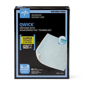 Medline Qwick Nonadhesive Wound Dressings with Aquaconductive Technology - Qwick Nonadhesive Dressing with Aquaconductive Technology, 6.125" x 8" - MSC5868