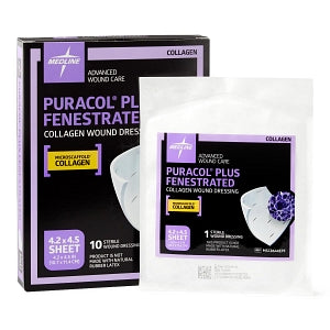 Medline Puracol Plus Collagen Wound Dressings - Puracol Plus Collagen Wound Dressing, Fenestrated, 4.25" W x 4.5" L - MSC8644EPF