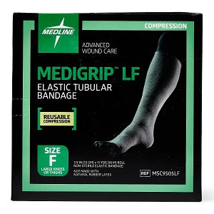 Medline MEDIGRIP Elastic Tubular Support Bandages - MEDIGRIP Elastic Tubular Support Bandage for Large Knees or Thighs, Size F, 4" W (10.16 cm) x 1 yd. - MSC9505LF