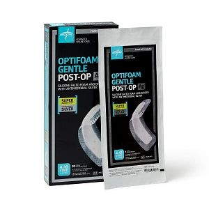 Medline Optifoam Gentle AG+ Post-Op Foam Dressings - Optifoam Gentle AG+ Post-Op Foam Dressing, 4" x 10" - MSC97410