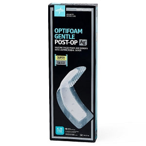 Medline Optifoam Gentle AG+ Post-Op Foam Dressings - Optifoam Gentle AG+ Post-Op Foam Dressing, 4" x 14" - MSC97414