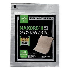 Medline Maxorb II Silver Alginate Dressing - Maxorb II Silver Alginate Wound Dressing, 4" x 4.75", in Educational Packaging - MSC9945EP